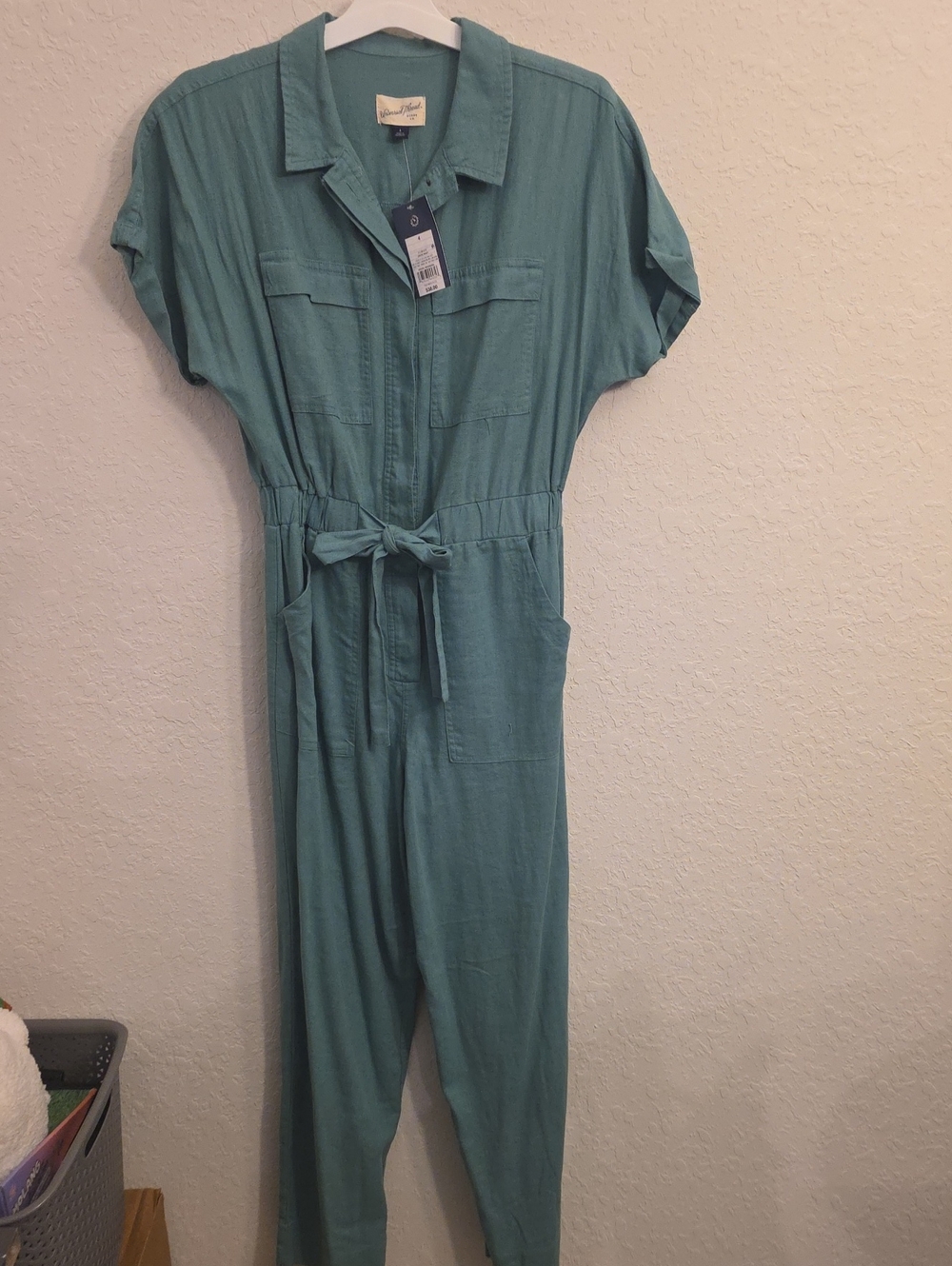 Universal Thread Teal Tie-Waist Utility Jumpsuit